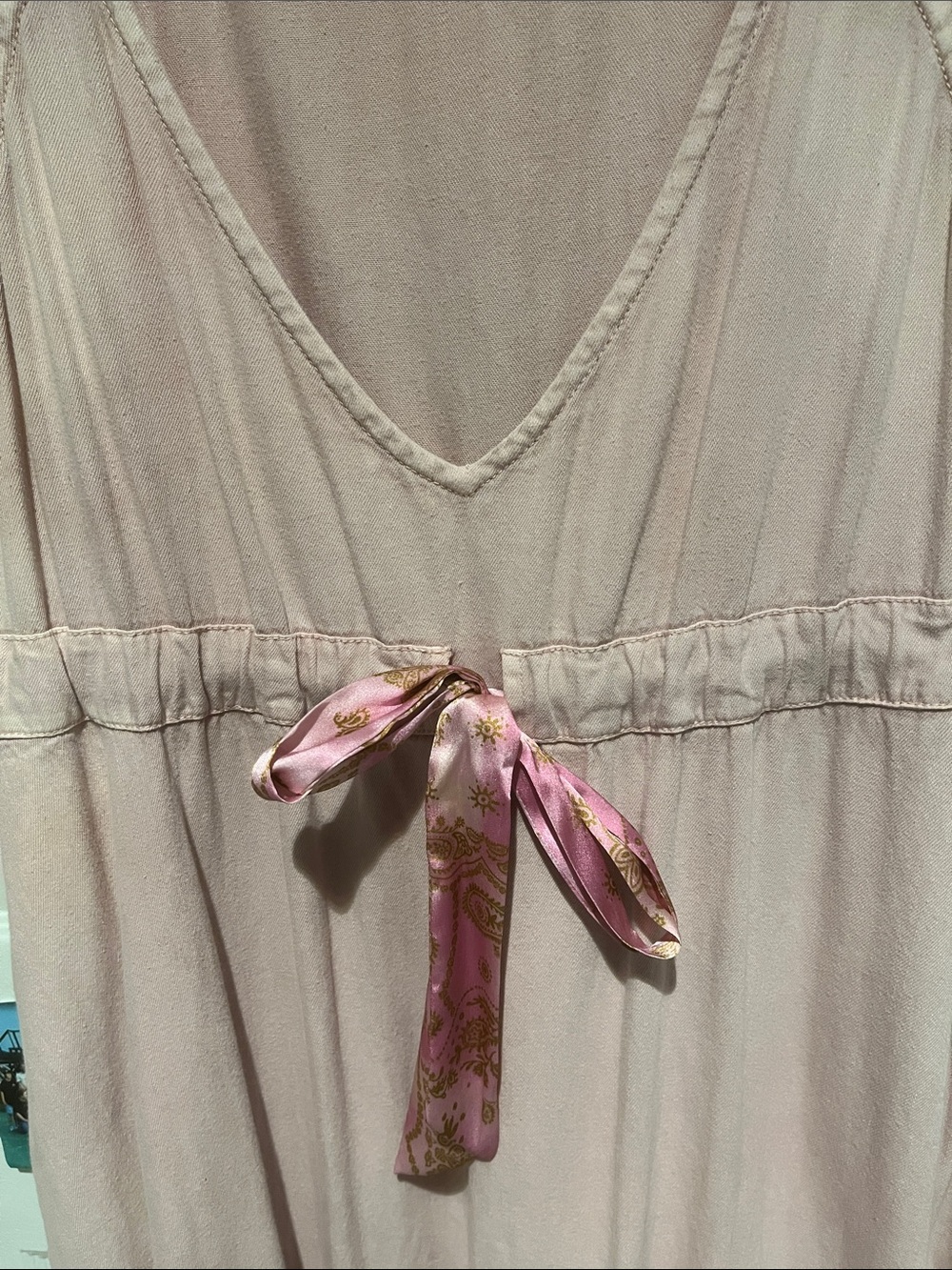 Free People Roucha Pink V-Neck Maxi Dress with Tie Detail - Picture 6 of 9